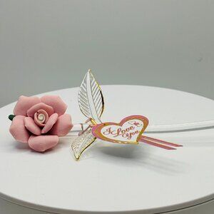 I Love You Pink Rose Figurine | Romantic Gift for Her Valentine Floral Keepsake